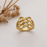 Jwanas Gilded Petal Filigree Ring flat lay