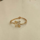 Jwanas Golden Vine Leaf Crystal Bangle Bracelet close-up