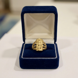 Jwanas Harvest Grain Textured Ring displayed in jewellery box packaging