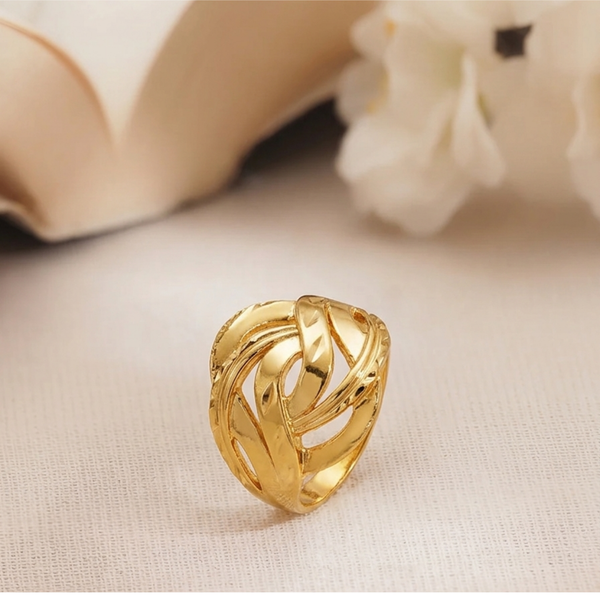 Jwanas Infinite Knot Sculptural Ring flat lay