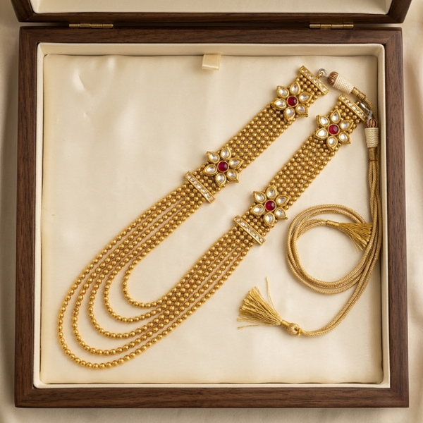 Jwanas Noor Multi-Layered Mala displayed in jewellery box