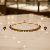 Jwanas Royal Emerald Ruby necklace flat lay