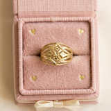 Jwanas Solara Filigree Ring displayed in jewellery box packaging