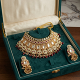 Jwanas Zoya Meenakari & Kundan Bridal Choker Set displayed inside an open jewellery box